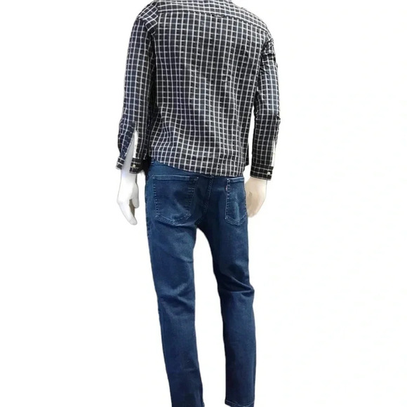 Roots Black White Plaid Long Sleeve Button Down Shirt Size Large - Picture 8 of 13